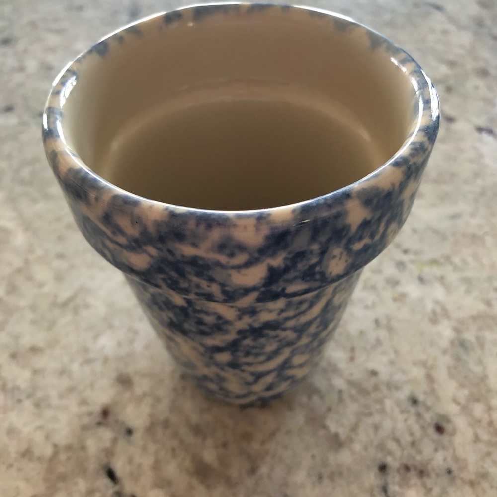 Gerald Henn Workshops Blue spongeware flower pot - Picture 2 of 7